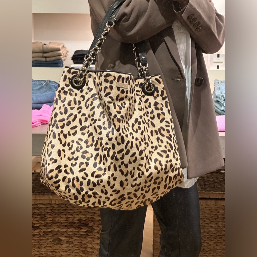 Kate Spade leopard print pony hair handbag.